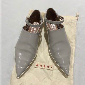 Marni, grey, Italian leather Mary Jane shoes.